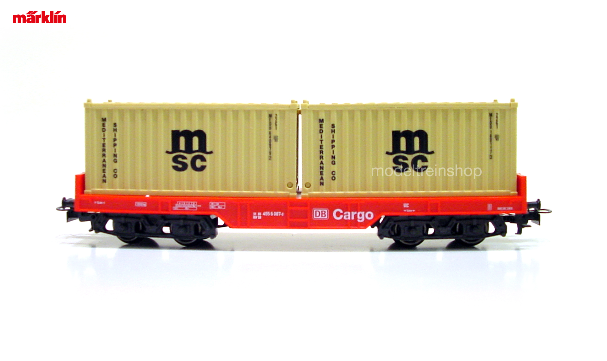 Marklin H0 29453 Containerwagen 2x 20 ft container Msc - Modeltreinshop