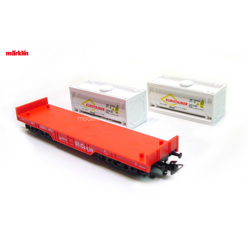 Marklin H0 29453 Containerwagen 2x 20 ft tank container Eurotainer - Modeltreinshop