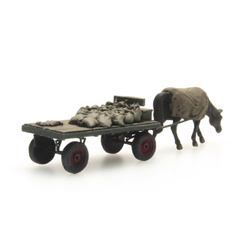 Artitec N 316.051 Kolenwagen met paard kant en klaar resin, geverfd - Modeltreinshop