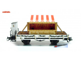 Marklin H0 48408 Lage boordwagenwagen met remhuisje met lading kerstkraam Kerst 2008 - Modeltreinshop