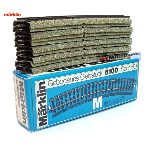 Marklin M Rail H0 5100 Gebogen 1/1 - 18,8 cm 10 stuks in OVP - Modeltreinshop