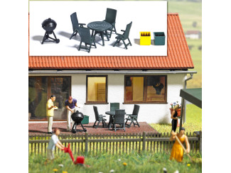 Busch H0 1190 Tuinset met bbq en 2 kratten bier - Modeltreinshop