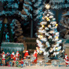 Busch H0 5411 besneeuwde kerstboom, met gekleurde LEDs als verlichting en kerstballen - Modeltreinshop