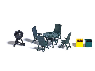 Busch H0 1190 Tuinset met bbq en 2 kratten bier - Modeltreinshop