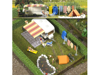 Busch H0 6023 Caravan met veel accesoires - Modeltreinshop