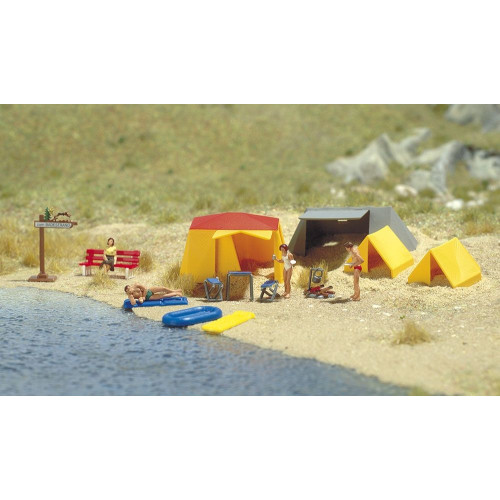 Busch H0 6026 Accessoires voor op de camping tenten - Modeltreinshop