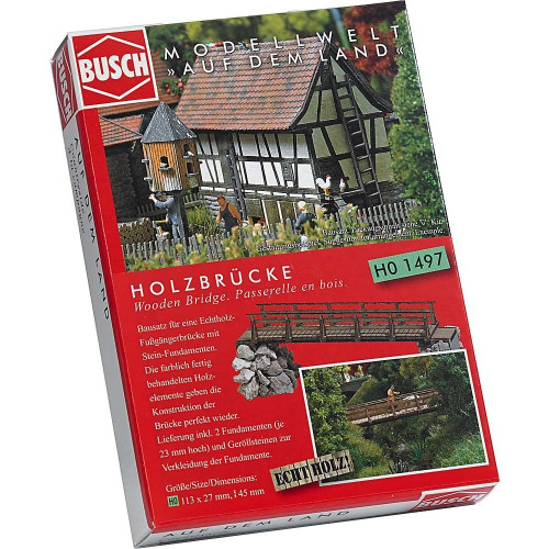 Busch H0 1497 Houten voetgangersbrug - Modeltreinshop