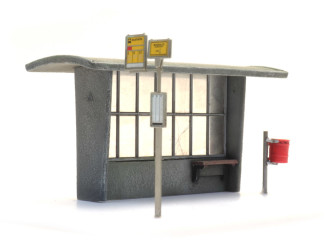 Artitec H0 387.453 Bushokje beton met halteborden en vuilnisbak kant en klaar resin, geverfd - Modeltreinshop