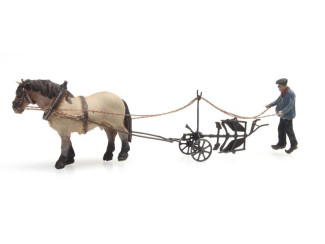 Artitec N 316.068 Paard en Ploeg kant en klaar resin, geverfd - Modeltreinshop