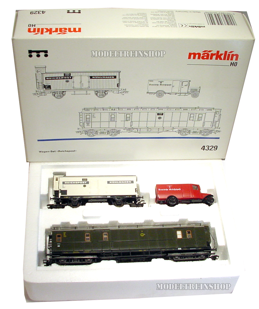 Marklin H0 4329 wagen set Reichspost - Modeltreinshop