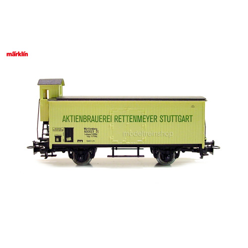 Marklin H0 4678 Gesloten Goederenwagen met remhuisje Aktienbrauerei Rettenmeyer Stuttgart - Modeltreinshop