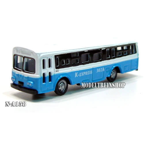 N Auto Bus wit en Blauw - Metaal - Modeltreinshop