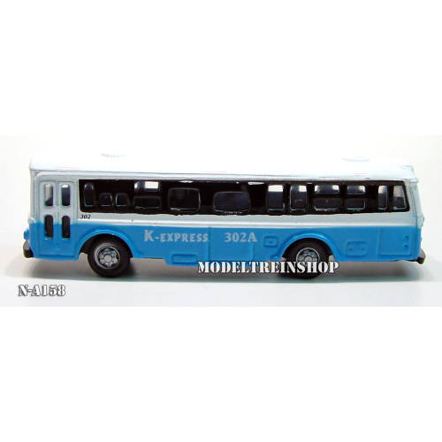 N Auto Bus wit en Blauw - Metaal - Modeltreinshop