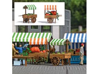 Busch H0 1826 2x Marktkar - Pompoen & Sla - Modeltreinshop