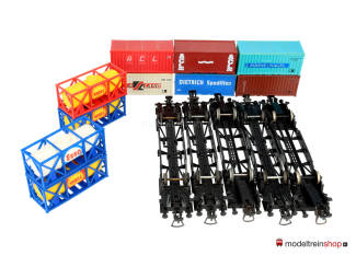 Faller H0 3 stuks containerwagens + 2x Lima containerwagens - Modeltreinshop