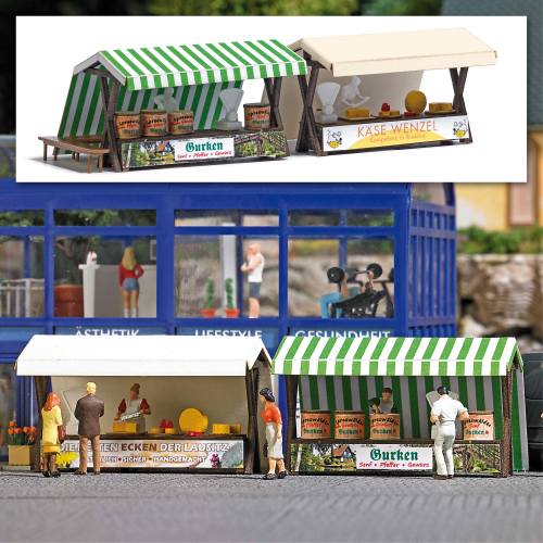 Busch H0 1822 Marktkramen augurken & kaas - Modeltreinshop