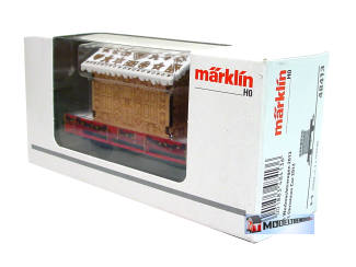 Marklin H0 48413 Lageboordwagen geladen met houten Peperkoekhuisje 2013 kerstwagen - Modeltreinshop