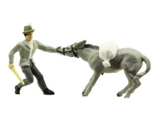 Preiser H0 29087 Man met Koppige ezel - Modeltreinshop