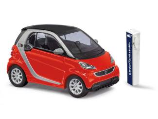 Busch H0 46226 Smart Fortwo Coupé Elektrisch rijden Rood - met laadpaal - Modeltreinshop