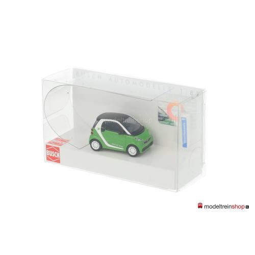 Busch H0 46225 Smart Fortwo Coupé Elektrisch rijden Groen - met laadpaal - Modeltreinshop