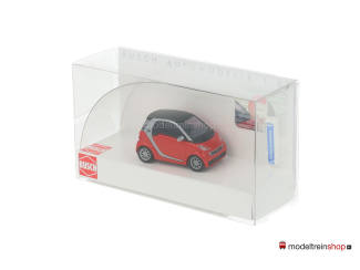 Busch H0 46226 Smart Fortwo Coupé Elektrisch rijden Rood - met laadpaal - Modeltreinshop