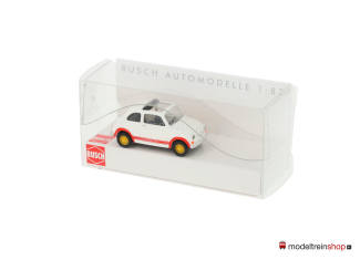 Busch H0 48734 Fiat 500 Abarth 1965 wit met rode strepen - Modeltreinshop