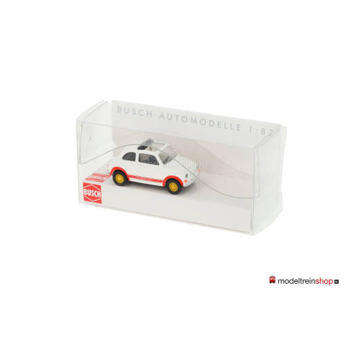 Busch H0 48734 Fiat 500 Abarth 1965 wit met rode strepen - Modeltreinshop