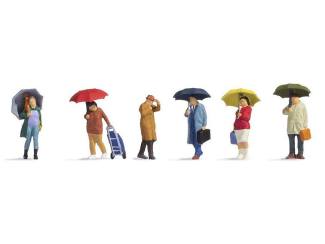Noch H0 15523 Mensen in de regen met paraplu - Modeltreinshop