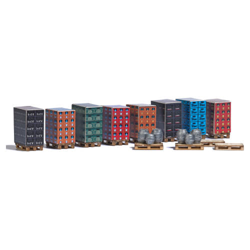 Busch H0 1814 12 echt houten pallets - Modeltreinshop