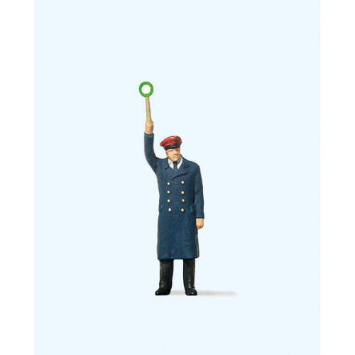 Preiser H0 28002 Inspecteur geeft het vertreksein - Modeltreinshop