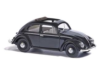 Busch H0 52942 VW Kever met vouwdak zwart 1952 - Modeltreinshop