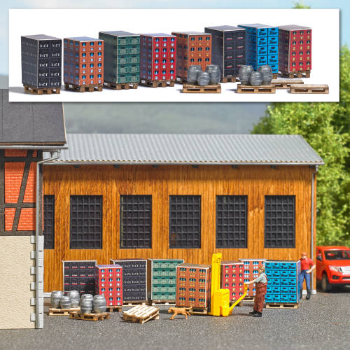 Busch H0 1814 12 echt houten pallets - Modeltreinshop