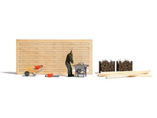 Busch H0 aktie set 7807 Bouwcirkelzaag met bouwvakker - Modeltreinshop