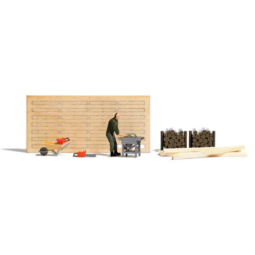 Busch H0 aktie set 7807 Bouwcirkelzaag met bouwvakker - Modeltreinshop