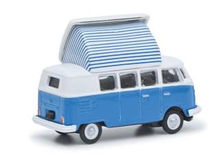 Schuco H0 26711 VW T1c camper blauw/wit - Modeltreinshop