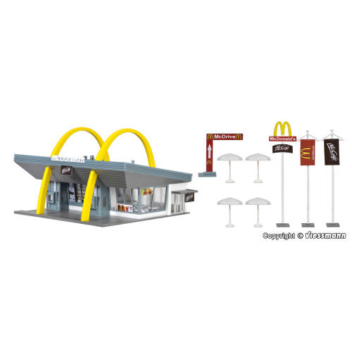 Vollmer HO 43634 McDonald's fastfoodrestaurant met McDrive - Modeltreinshop