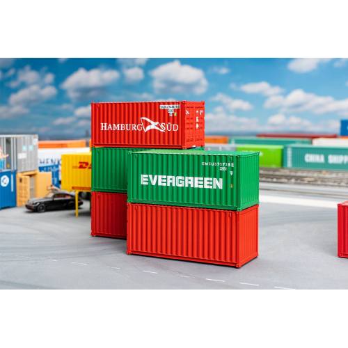 Faller HO 182051 20' Container set 5 stuks - Modeltreinshop