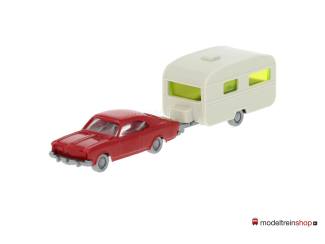 Wiking N 092209 2x auto met caravan - Modeltreinshop