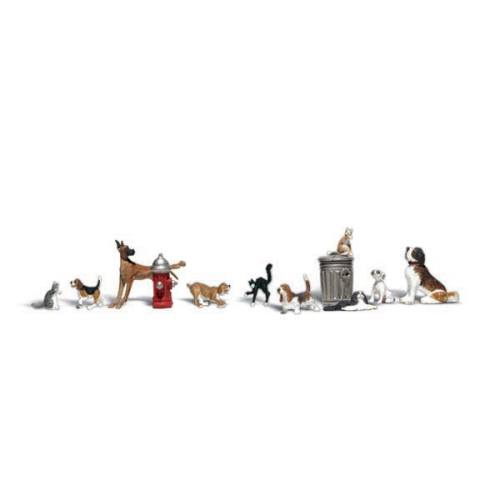 Woodland N 2140 Honden en katten - Modeltreinshop