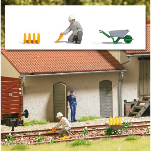 Busch H0 aktie set 7935 Spoorweg arbeider Remschoenlegger Epoch 3/4 - Modeltreinshop