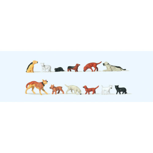 Preiser H0 14165 Katten en Honden - Modeltreinshop