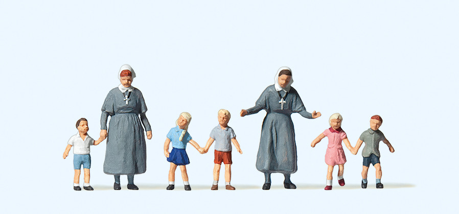 Preiser H0 10533 Protestantse Zusters met kinderen - Modeltreinshop