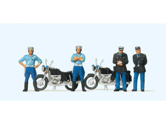 Preiser H0 10191 Franse Politie met 2 motorfietsen - Modeltreinshop