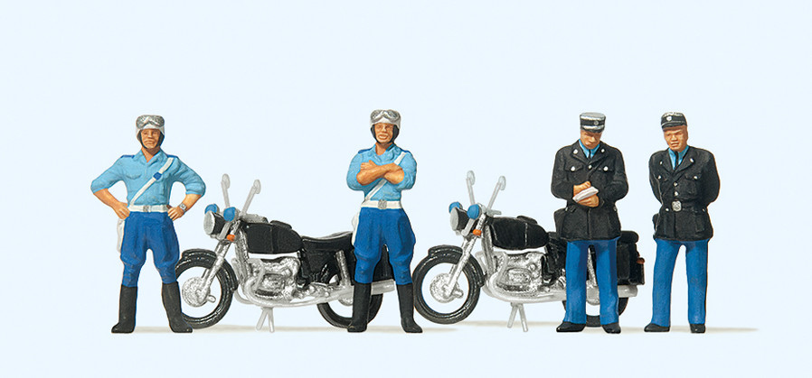 Preiser H0 10191 Franse Politie met 2 motorfietsen - Modeltreinshop