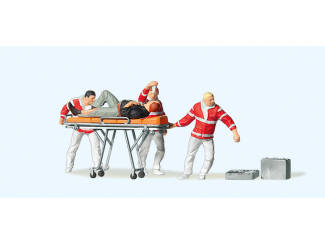 Preiser H0 10532 Ambulanceverpleegkundige met brancard - Modeltreinshop
