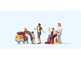 Preiser H0 10465 Reizende figuren, rolstoel en trolley - Modeltreinshop