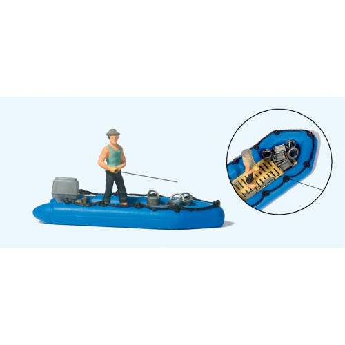 Preiser H0 10687 Visser en motorboot - Modeltreinshop