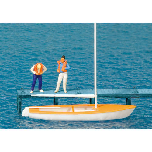 Preiser H0 10678 Zeilboot met zeilers - Modeltreinshop