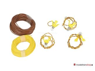 Sockets met lampjes en Electradraad assortie geel en bruin MB398 - Modeltreinshop