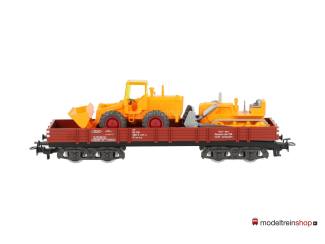 Marklin H0 4474 V01 Lageboordwagen met 2 bouwvoertuigen - Modeltreinshop